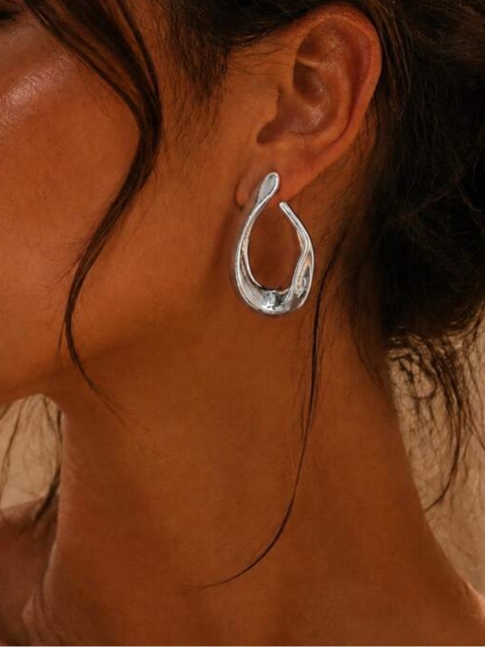 Sculpted Silver-Tone Statement Hoop Earrings